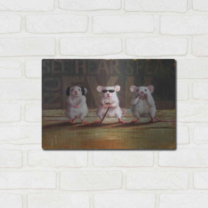 Luxe Metal Art 'Three Wise Mice' by Lucia Heffernan, Metal Wall Art,16x12