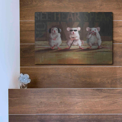 Luxe Metal Art 'Three Wise Mice' by Lucia Heffernan, Metal Wall Art,16x12