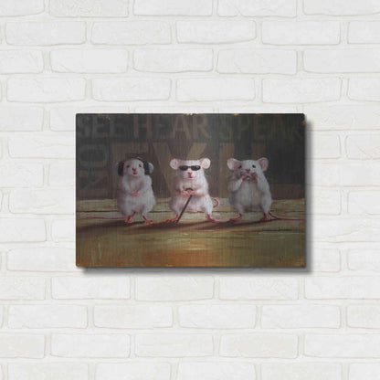 Luxe Metal Art 'Three Wise Mice' by Lucia Heffernan, Metal Wall Art,24x16