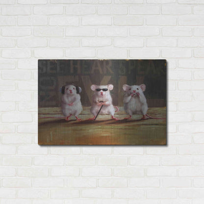 Luxe Metal Art 'Three Wise Mice' by Lucia Heffernan, Metal Wall Art,36x24