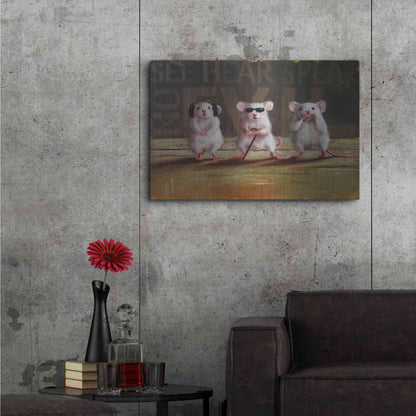 Luxe Metal Art 'Three Wise Mice' by Lucia Heffernan, Metal Wall Art,36x24