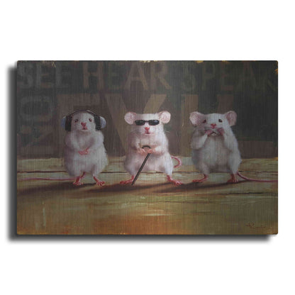 Luxe Metal Art 'Three Wise Mice' by Lucia Heffernan, Metal Wall Art
