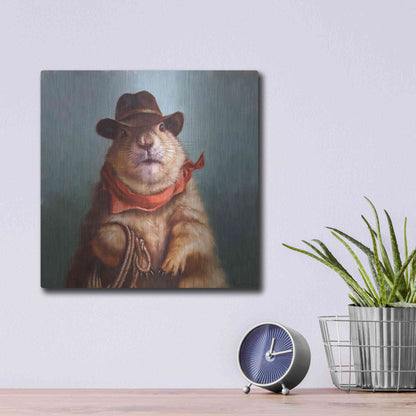 Luxe Metal Art 'Underground Cowboy' by Lucia Heffernan, Metal Wall Art,12x12