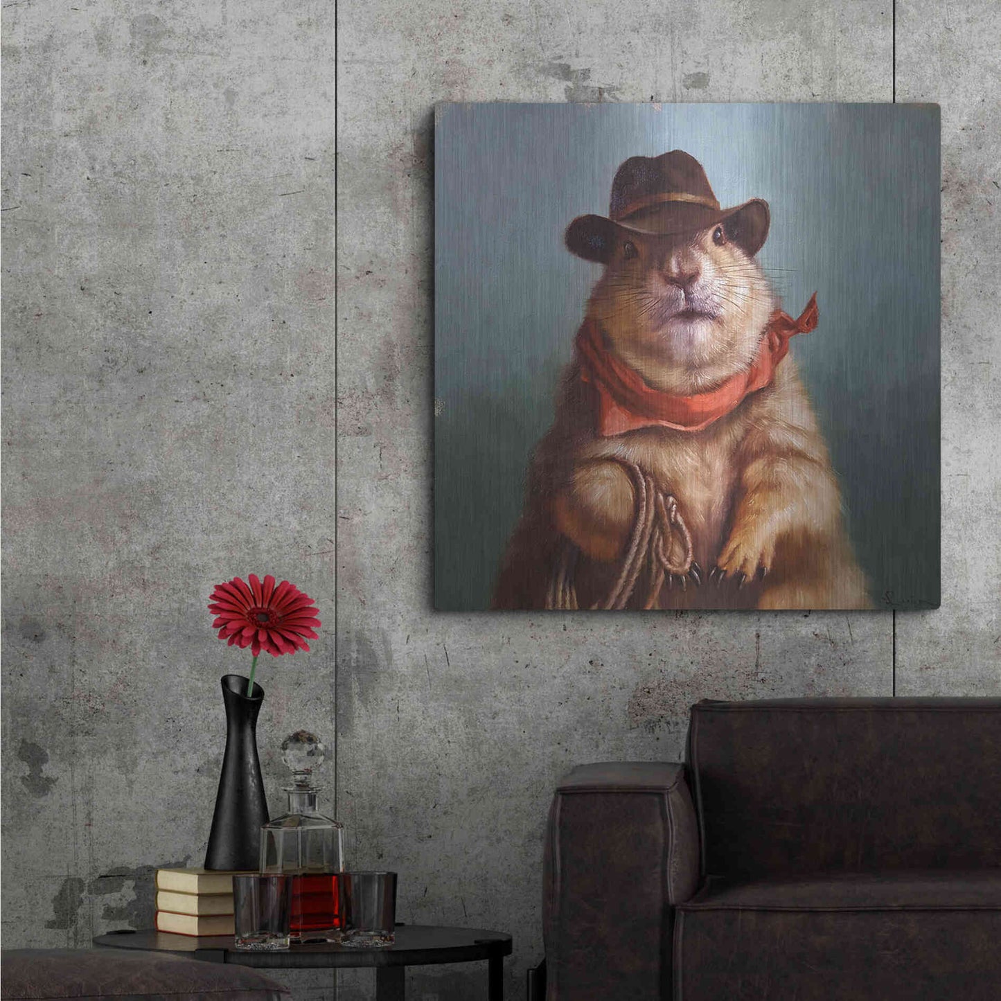 Luxe Metal Art 'Underground Cowboy' by Lucia Heffernan, Metal Wall Art,36x36