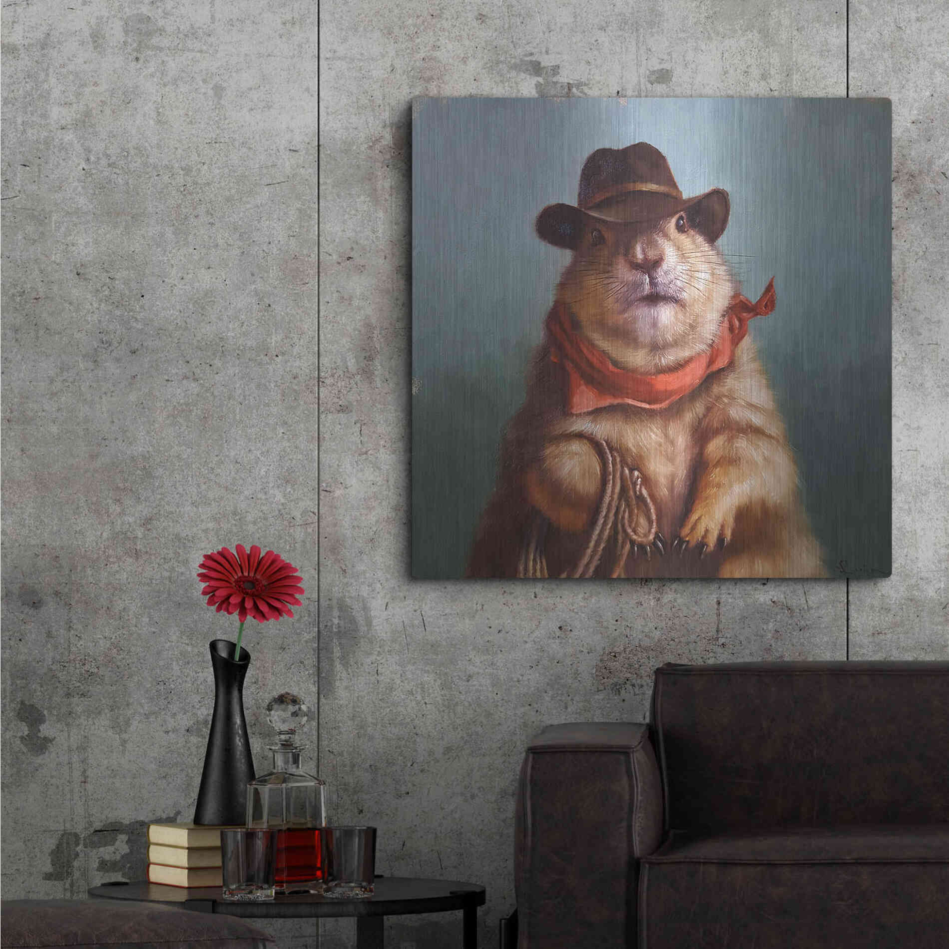 Luxe Metal Art 'Underground Cowboy' by Lucia Heffernan, Metal Wall Art,36x36