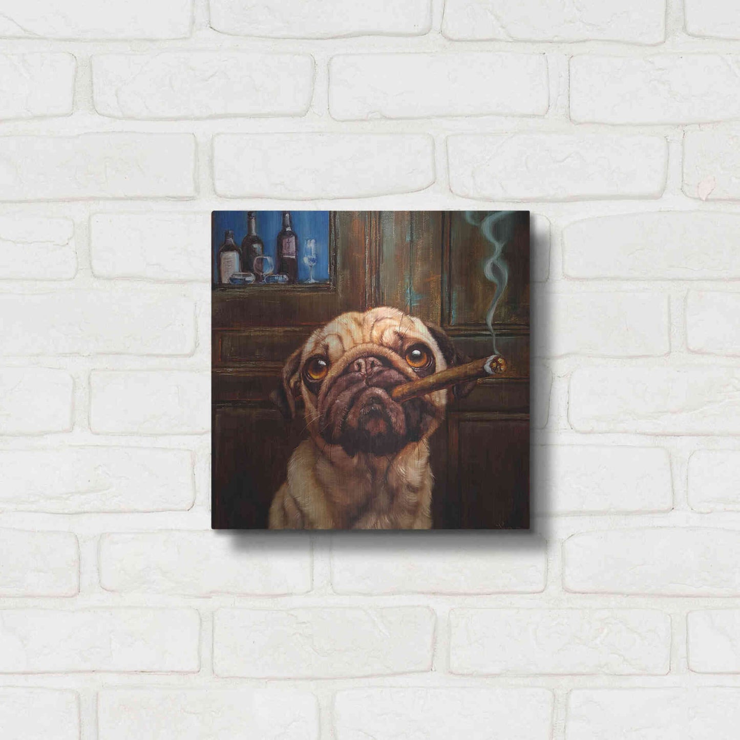 Luxe Metal Art 'Uptown Pug' by Lucia Heffernan, Metal Wall Art,12x12