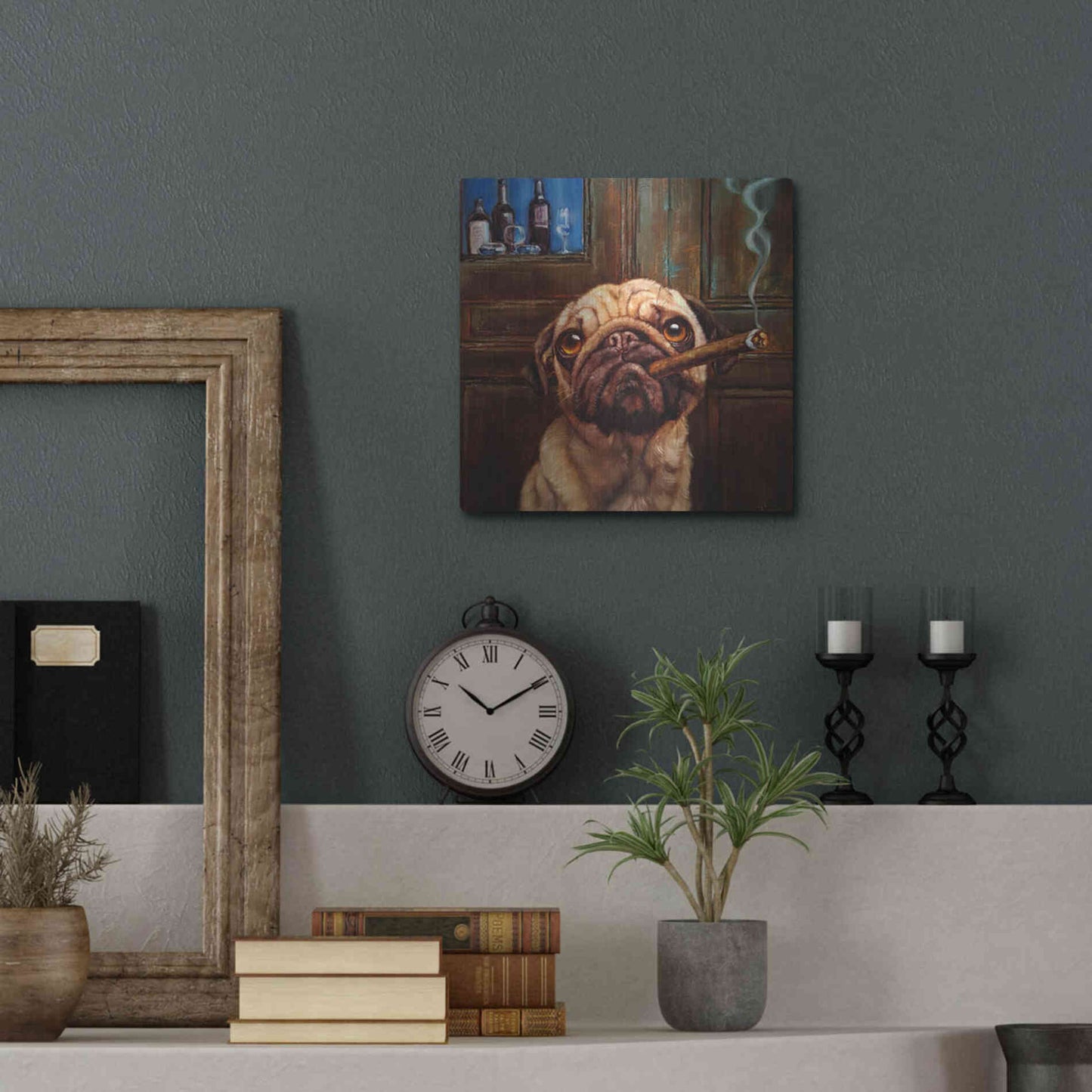 Luxe Metal Art 'Uptown Pug' by Lucia Heffernan, Metal Wall Art,12x12