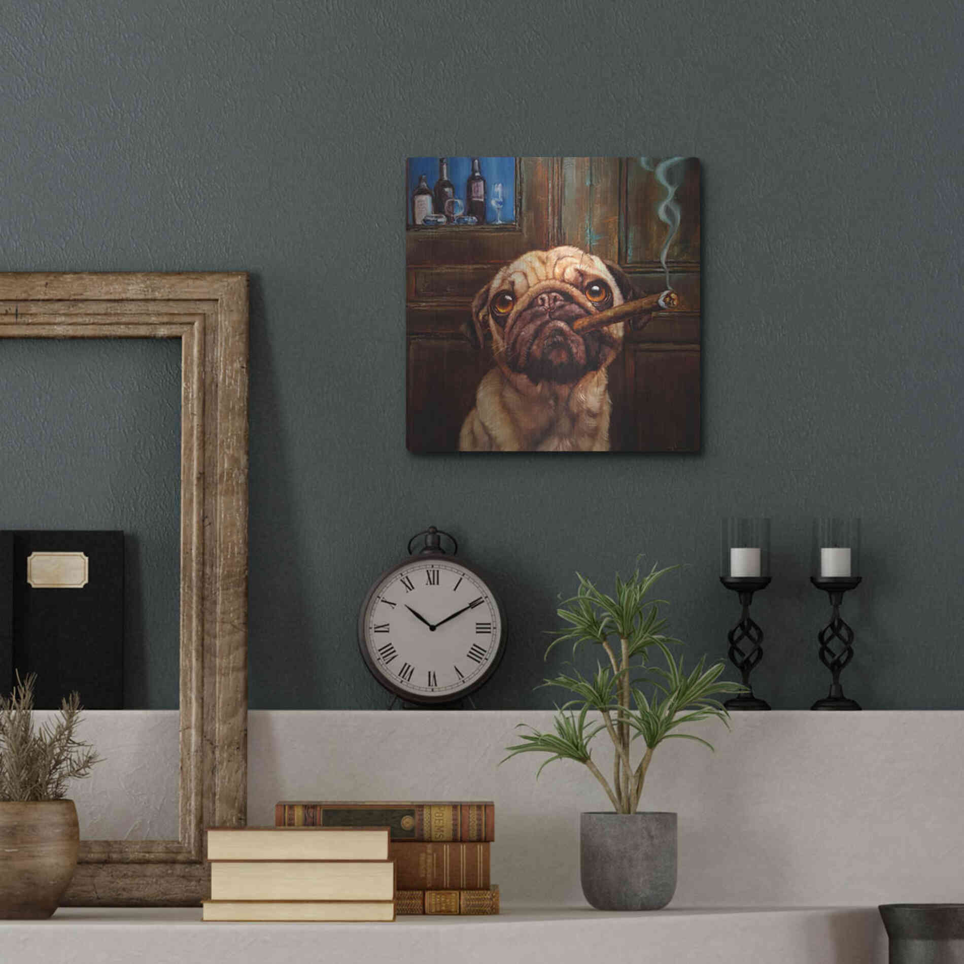 Luxe Metal Art 'Uptown Pug' by Lucia Heffernan, Metal Wall Art,12x12