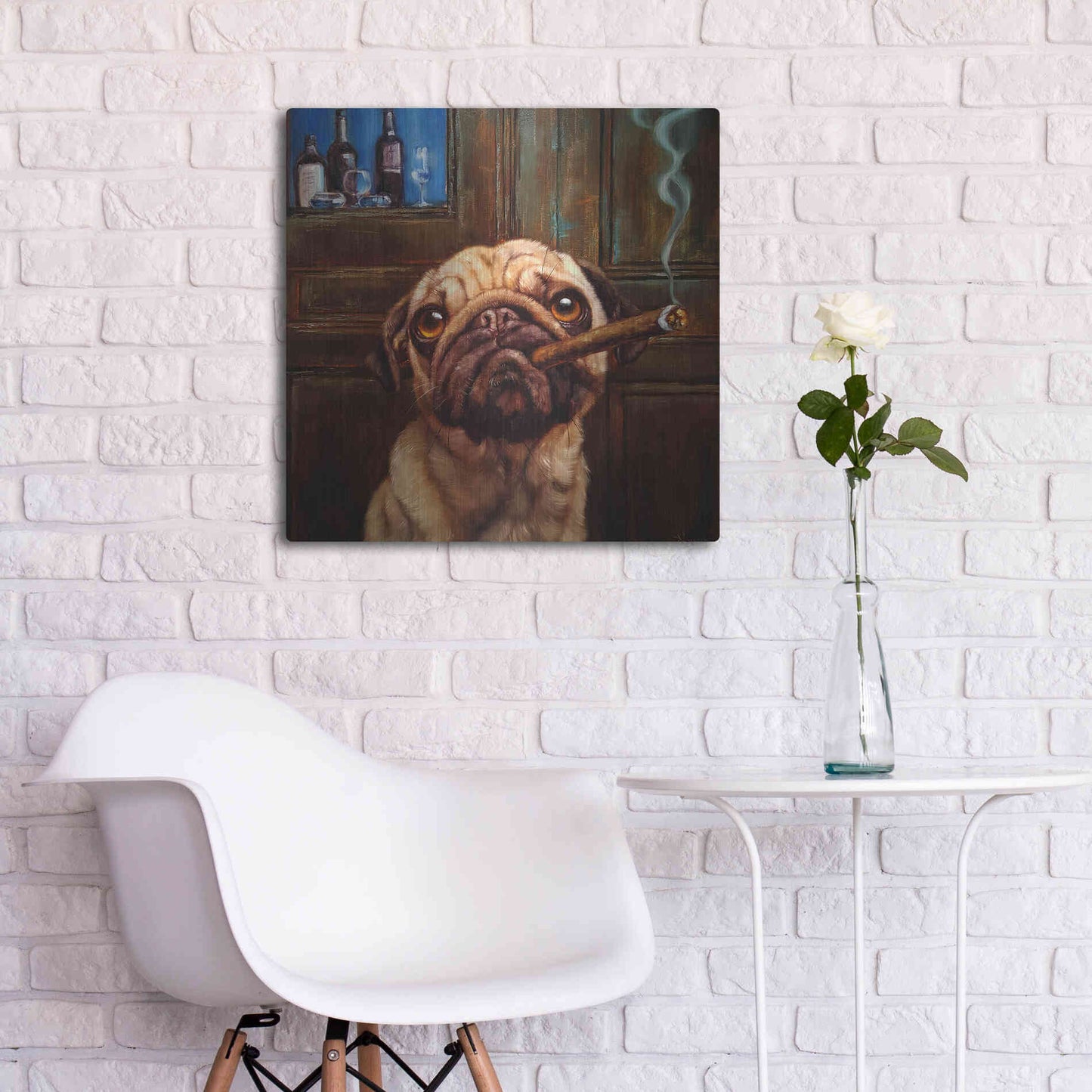 Luxe Metal Art 'Uptown Pug' by Lucia Heffernan, Metal Wall Art,24x24