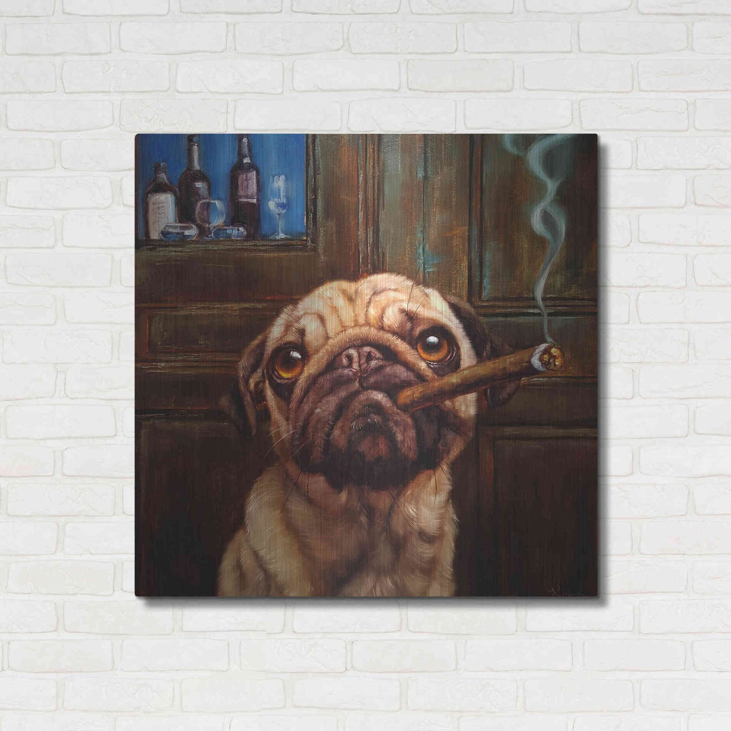 Luxe Metal Art 'Uptown Pug' by Lucia Heffernan, Metal Wall Art,36x36