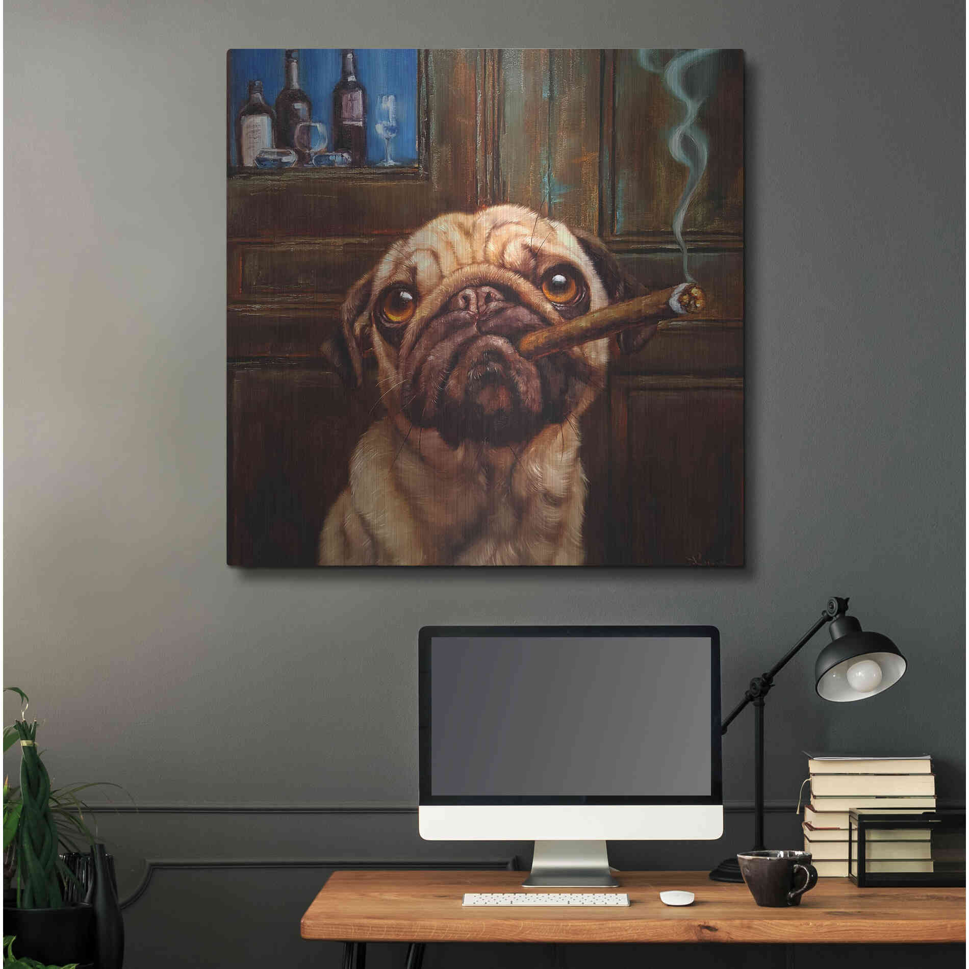 Luxe Metal Art 'Uptown Pug' by Lucia Heffernan, Metal Wall Art,36x36