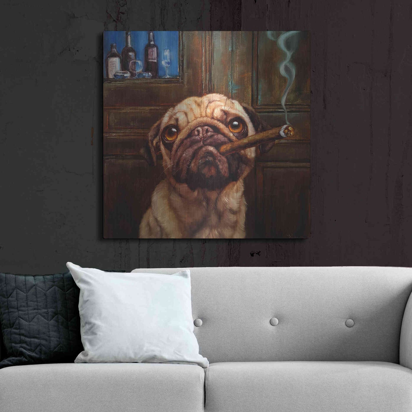 Luxe Metal Art 'Uptown Pug' by Lucia Heffernan, Metal Wall Art,36x36