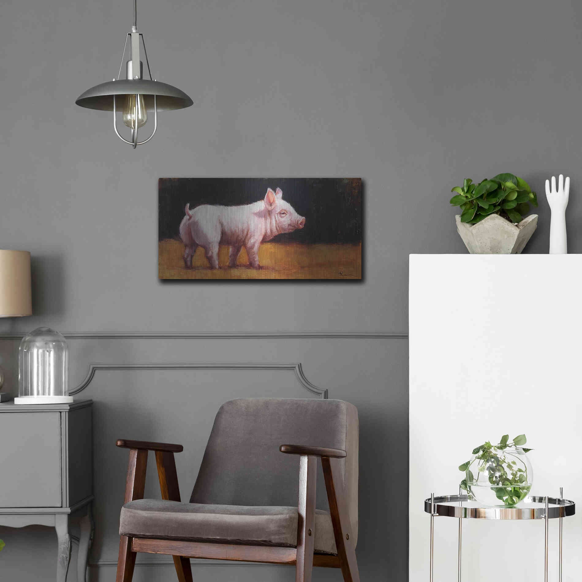 Luxe Metal Art 'Wilbur' by Lucia Heffernan, Metal Wall Art,24x12