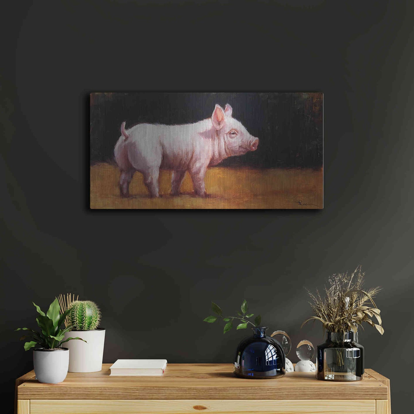 Luxe Metal Art 'Wilbur' by Lucia Heffernan, Metal Wall Art,24x12