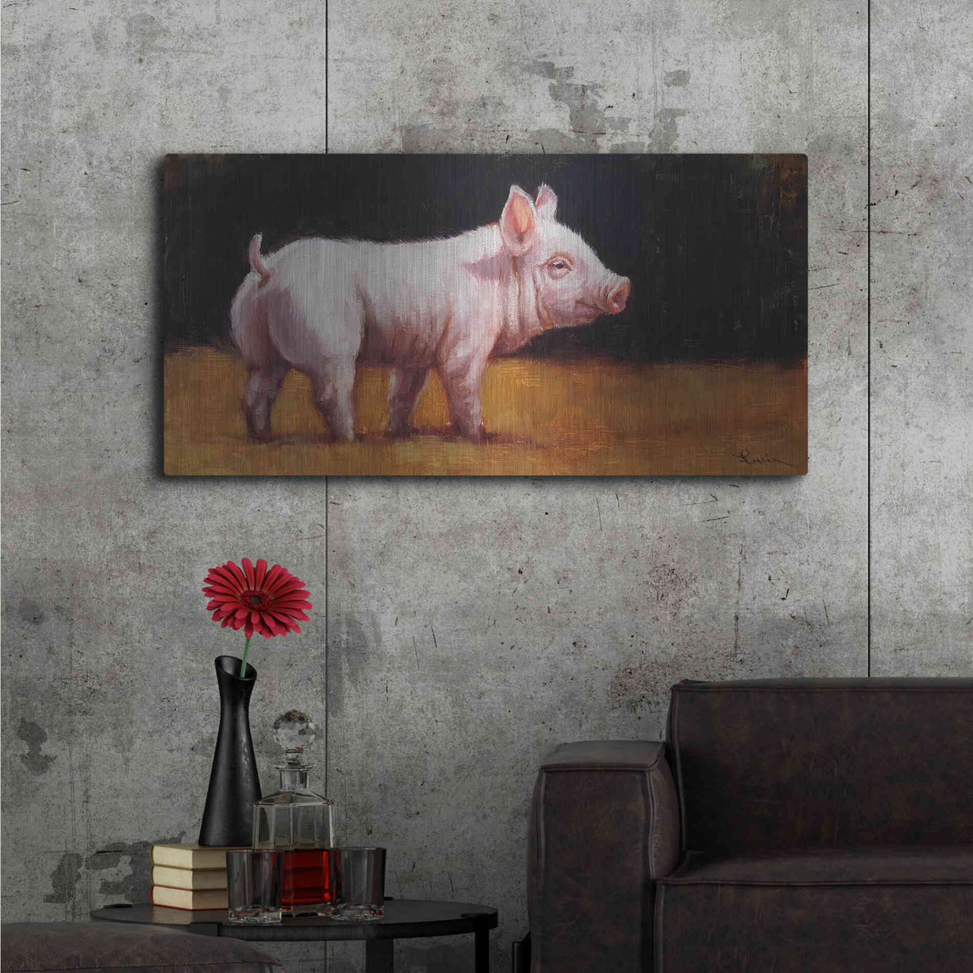 Luxe Metal Art 'Wilbur' by Lucia Heffernan, Metal Wall Art,48x24