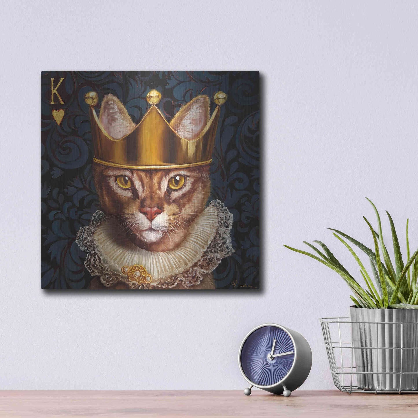 Luxe Metal Art 'King of Hearts' by Lucia Heffernan, Metal Wall Art,12x12