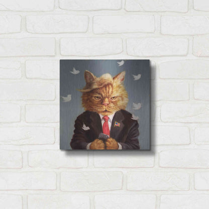 Luxe Metal Art 'Catty Remarks' by Lucia Heffernan, Metal Wall Art,12x12