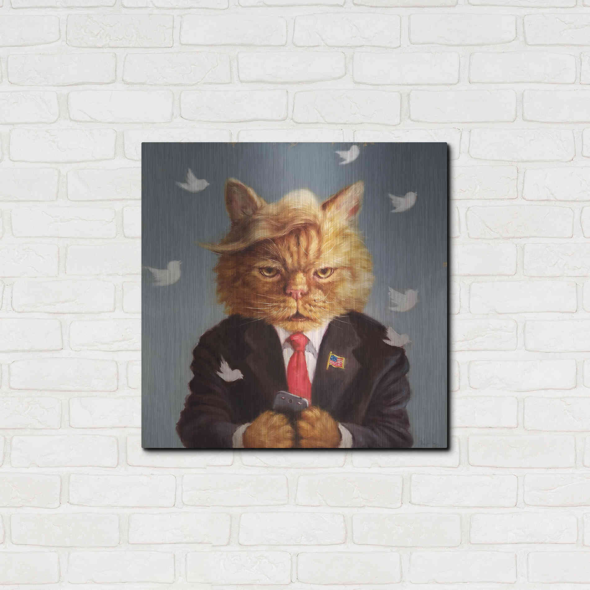 Luxe Metal Art 'Catty Remarks' by Lucia Heffernan, Metal Wall Art,24x24