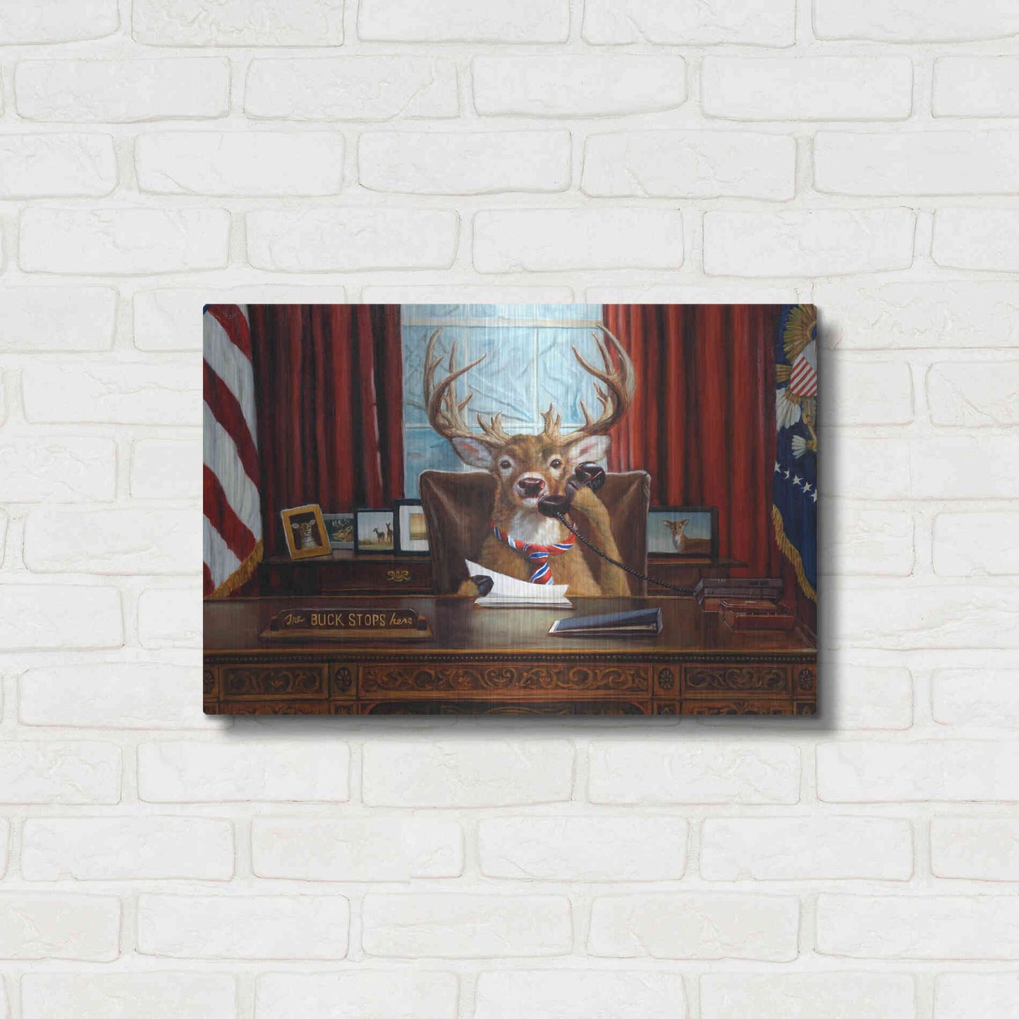 Luxe Metal Art 'The Buck Stops Here' by Lucia Heffernan, Metal Wall Art,24x16