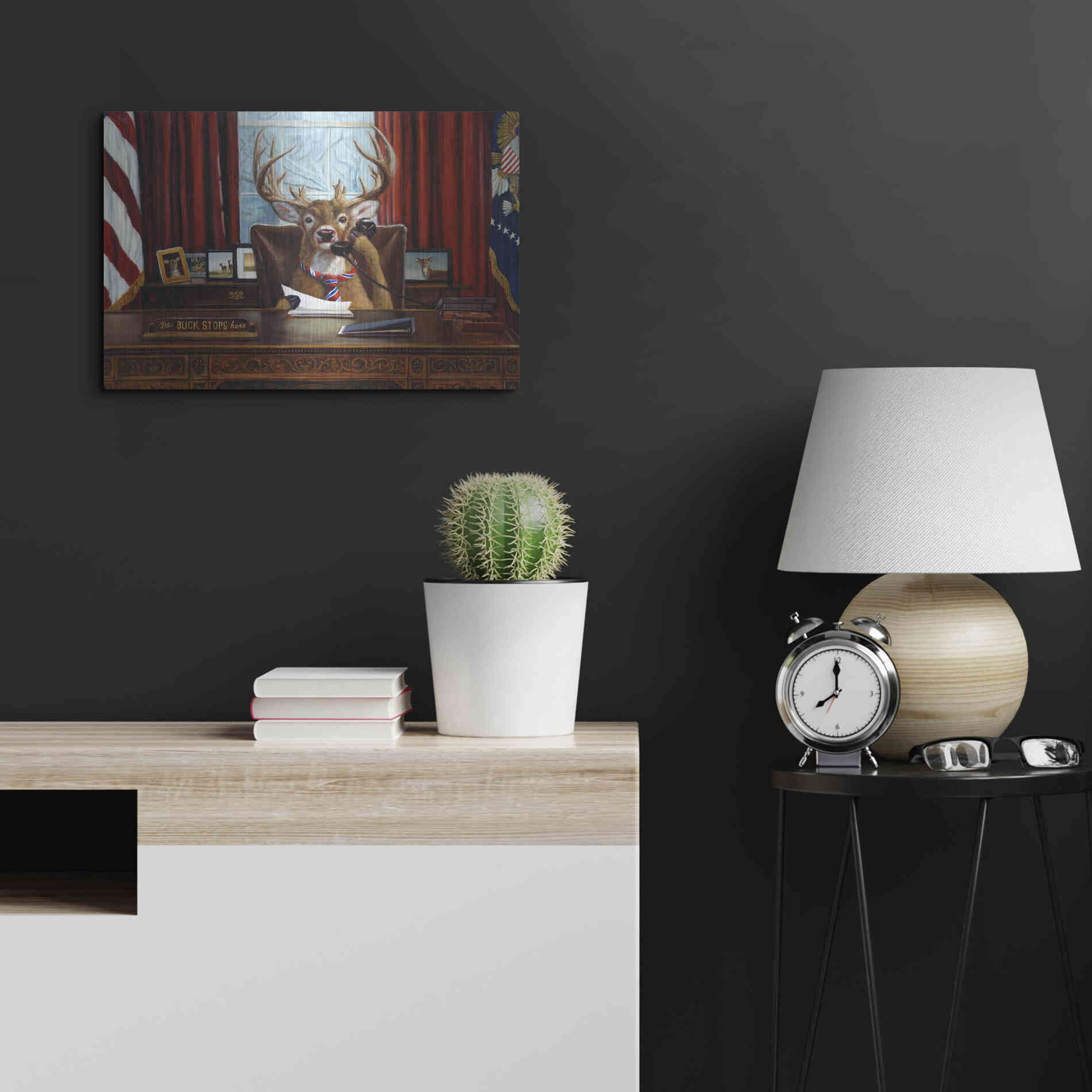 Luxe Metal Art 'The Buck Stops Here' by Lucia Heffernan, Metal Wall Art,24x16