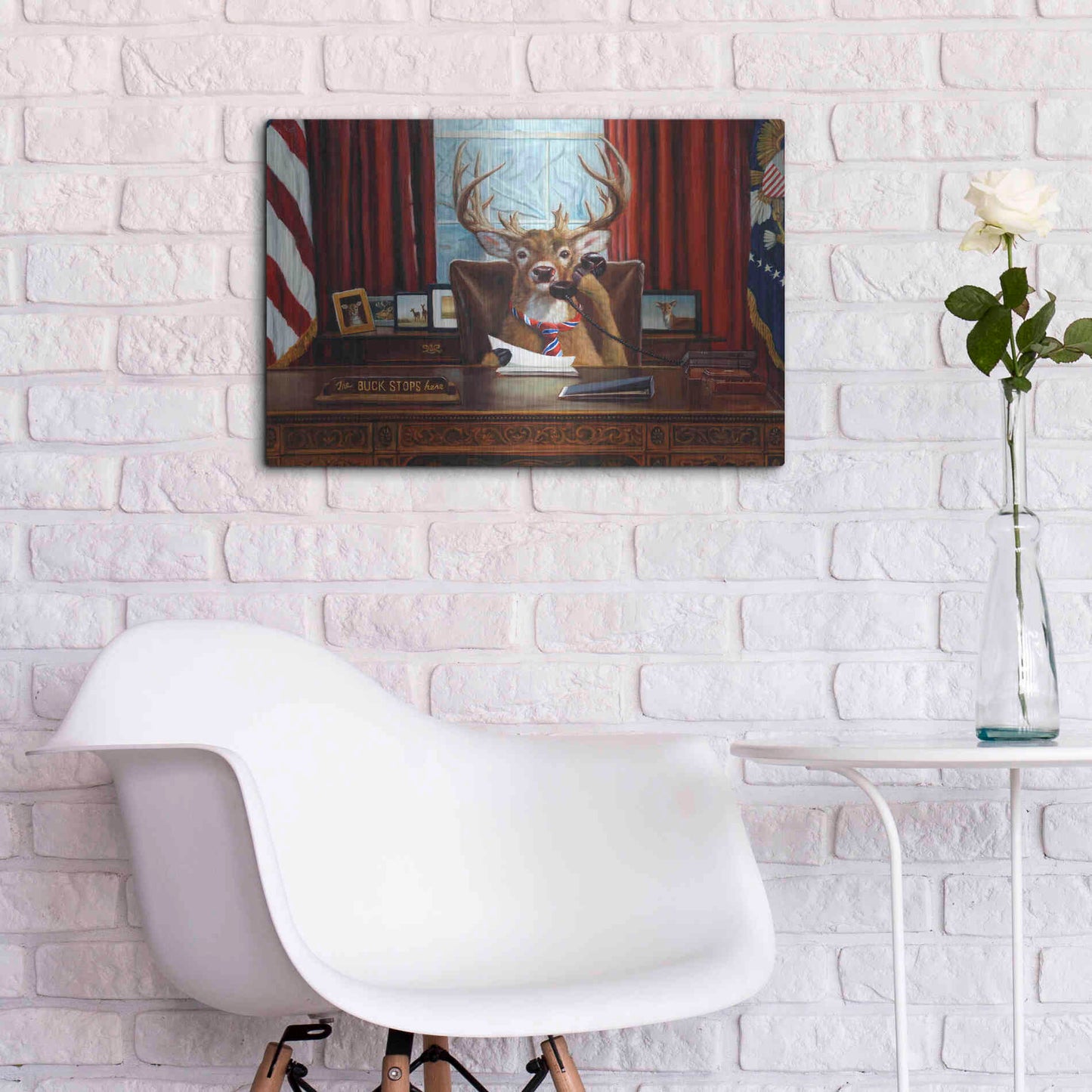 Luxe Metal Art 'The Buck Stops Here' by Lucia Heffernan, Metal Wall Art,24x16