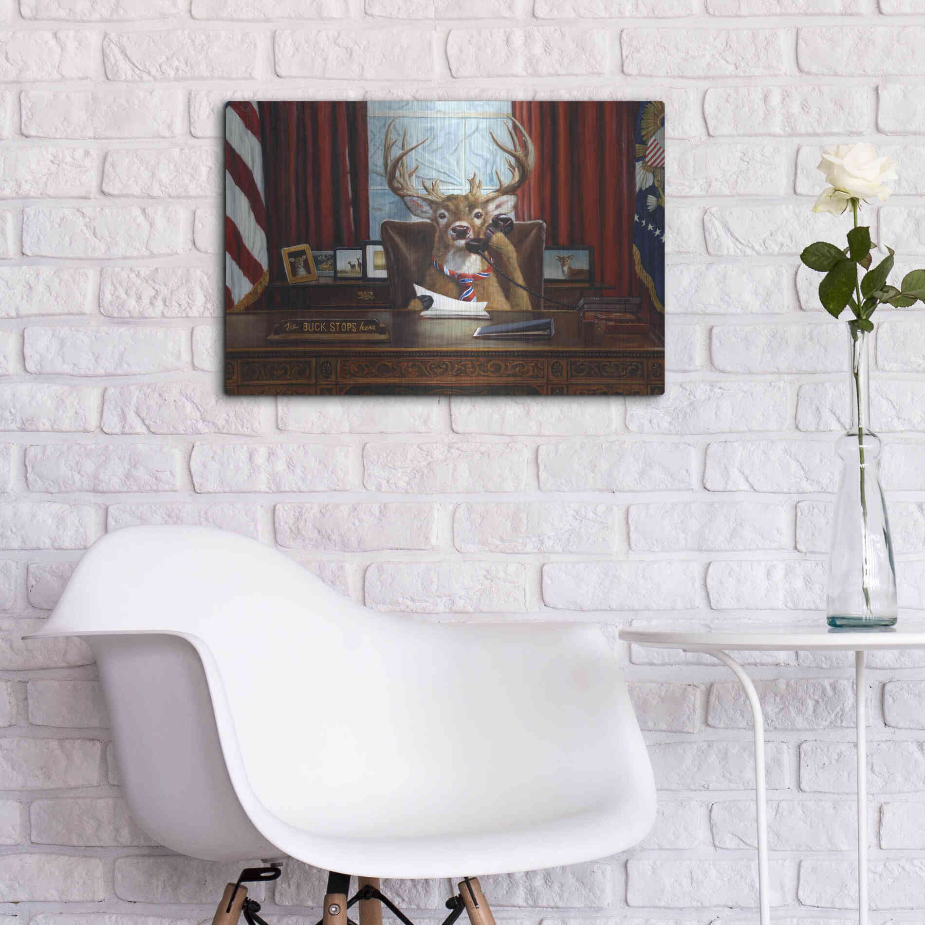 Luxe Metal Art 'The Buck Stops Here' by Lucia Heffernan, Metal Wall Art,24x16