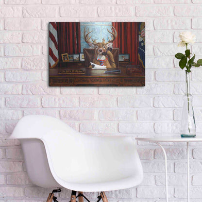 Luxe Metal Art 'The Buck Stops Here' by Lucia Heffernan, Metal Wall Art,24x16