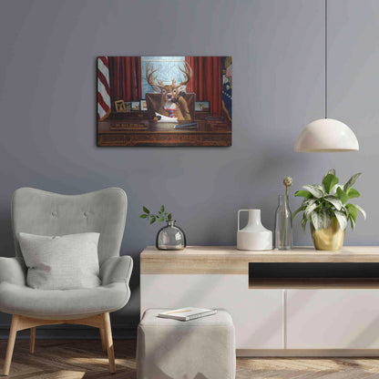 Luxe Metal Art 'The Buck Stops Here' by Lucia Heffernan, Metal Wall Art,24x16