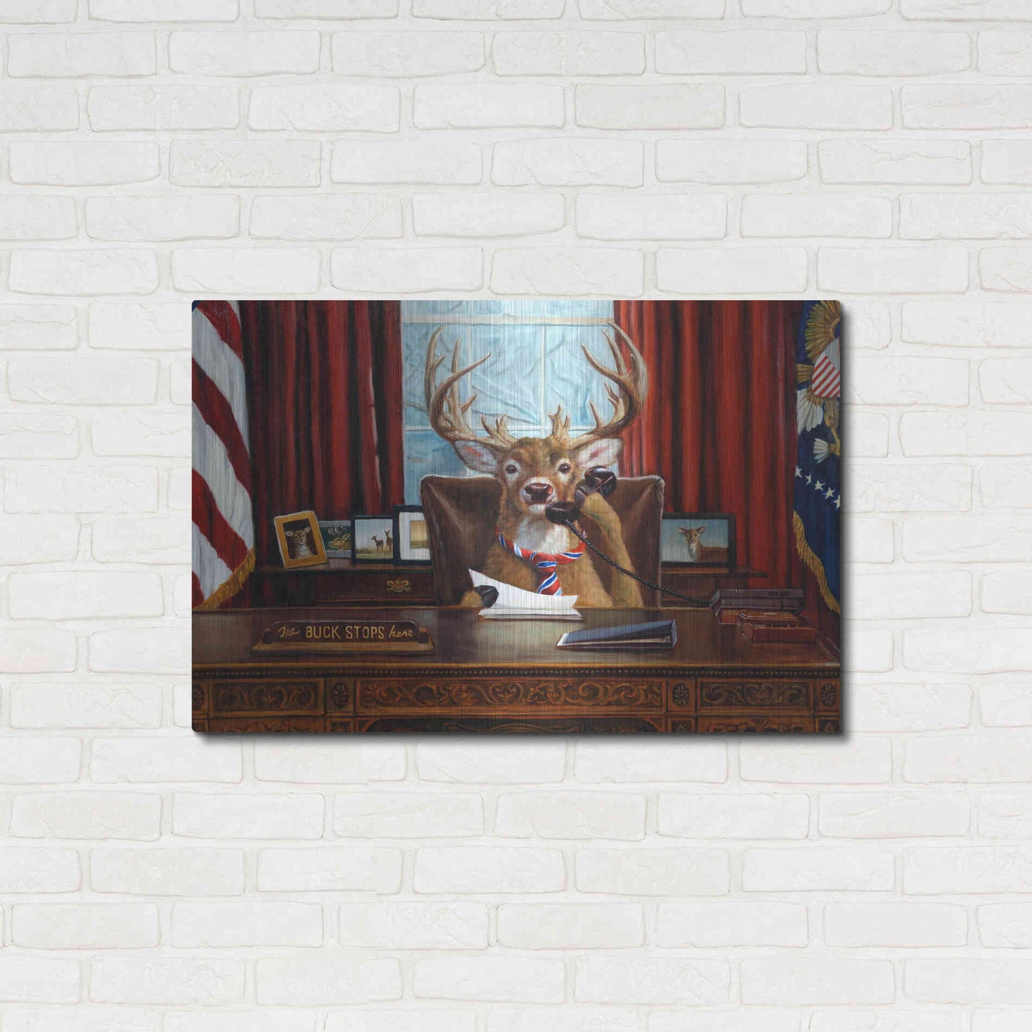 Luxe Metal Art 'The Buck Stops Here' by Lucia Heffernan, Metal Wall Art,36x24