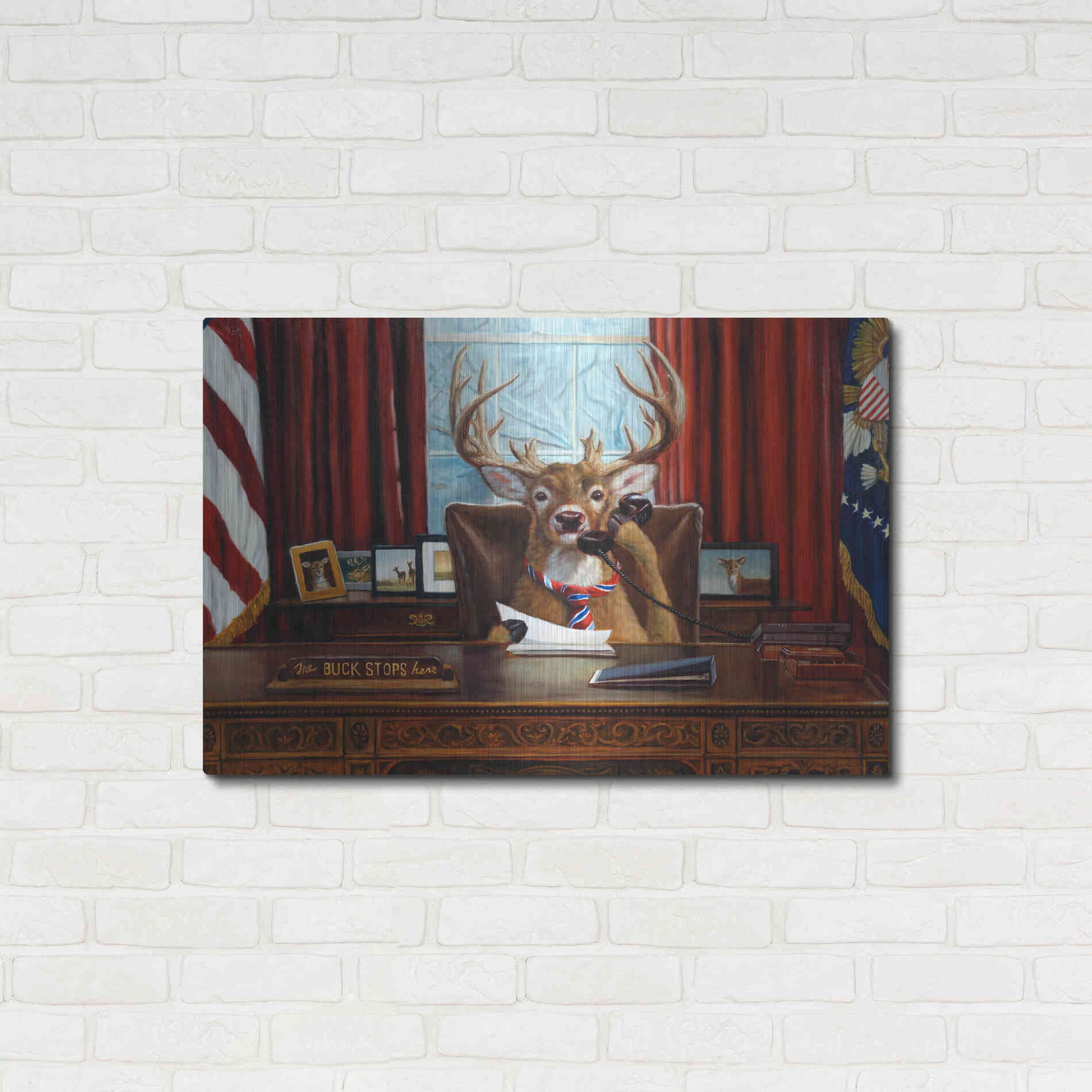 Luxe Metal Art 'The Buck Stops Here' by Lucia Heffernan, Metal Wall Art,36x24