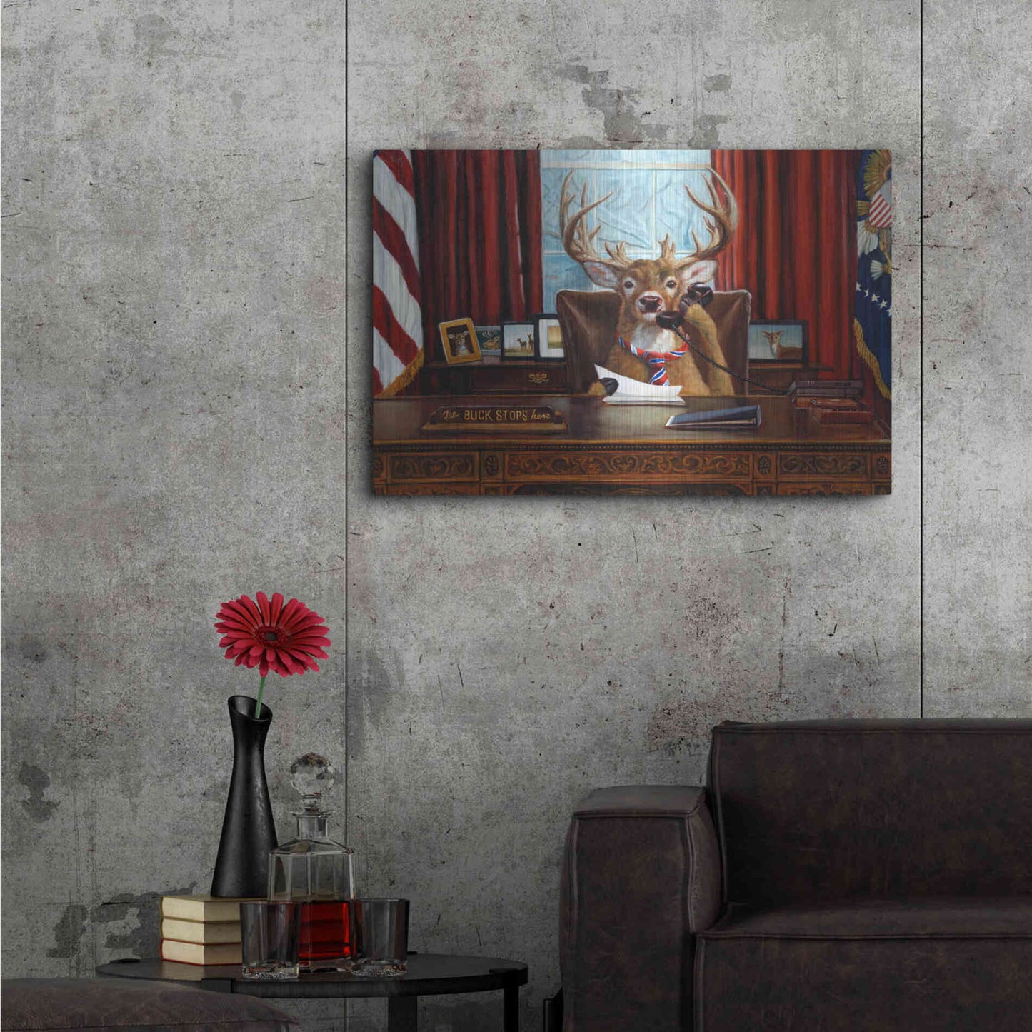 Luxe Metal Art 'The Buck Stops Here' by Lucia Heffernan, Metal Wall Art,36x24