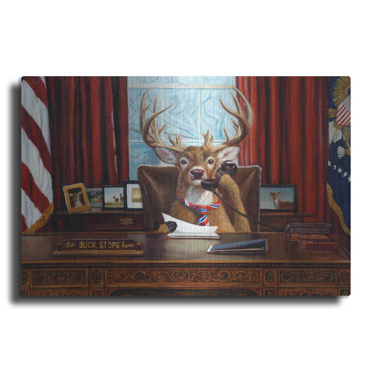 Luxe Metal Art 'The Buck Stops Here' by Lucia Heffernan, Metal Wall Art