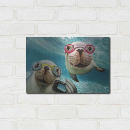 Luxe Metal Art 'Underwater Selfie' by Lucia Heffernan, Metal Wall Art,16x12