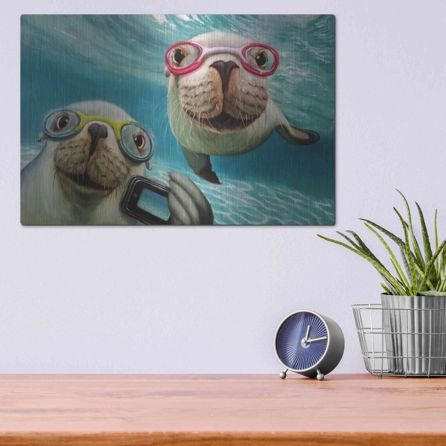 Luxe Metal Art 'Underwater Selfie' by Lucia Heffernan, Metal Wall Art,16x12