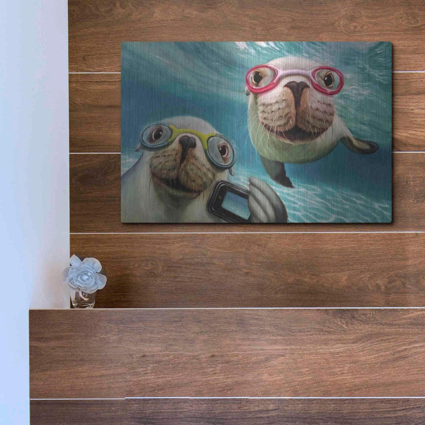 Luxe Metal Art 'Underwater Selfie' by Lucia Heffernan, Metal Wall Art,16x12