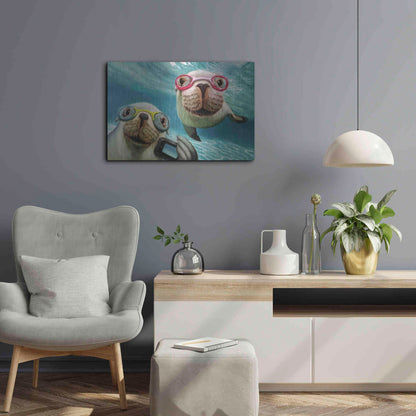 Luxe Metal Art 'Underwater Selfie' by Lucia Heffernan, Metal Wall Art,24x16