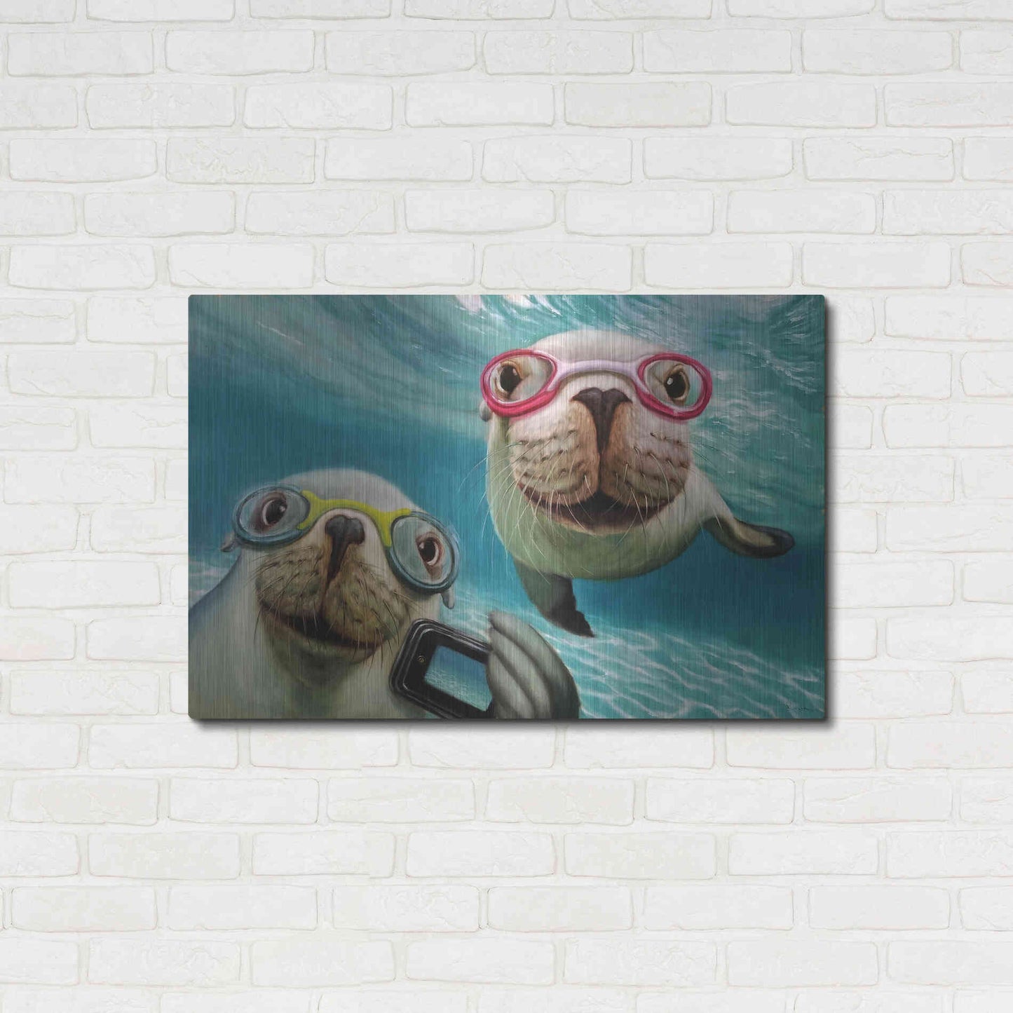 Luxe Metal Art 'Underwater Selfie' by Lucia Heffernan, Metal Wall Art,36x24