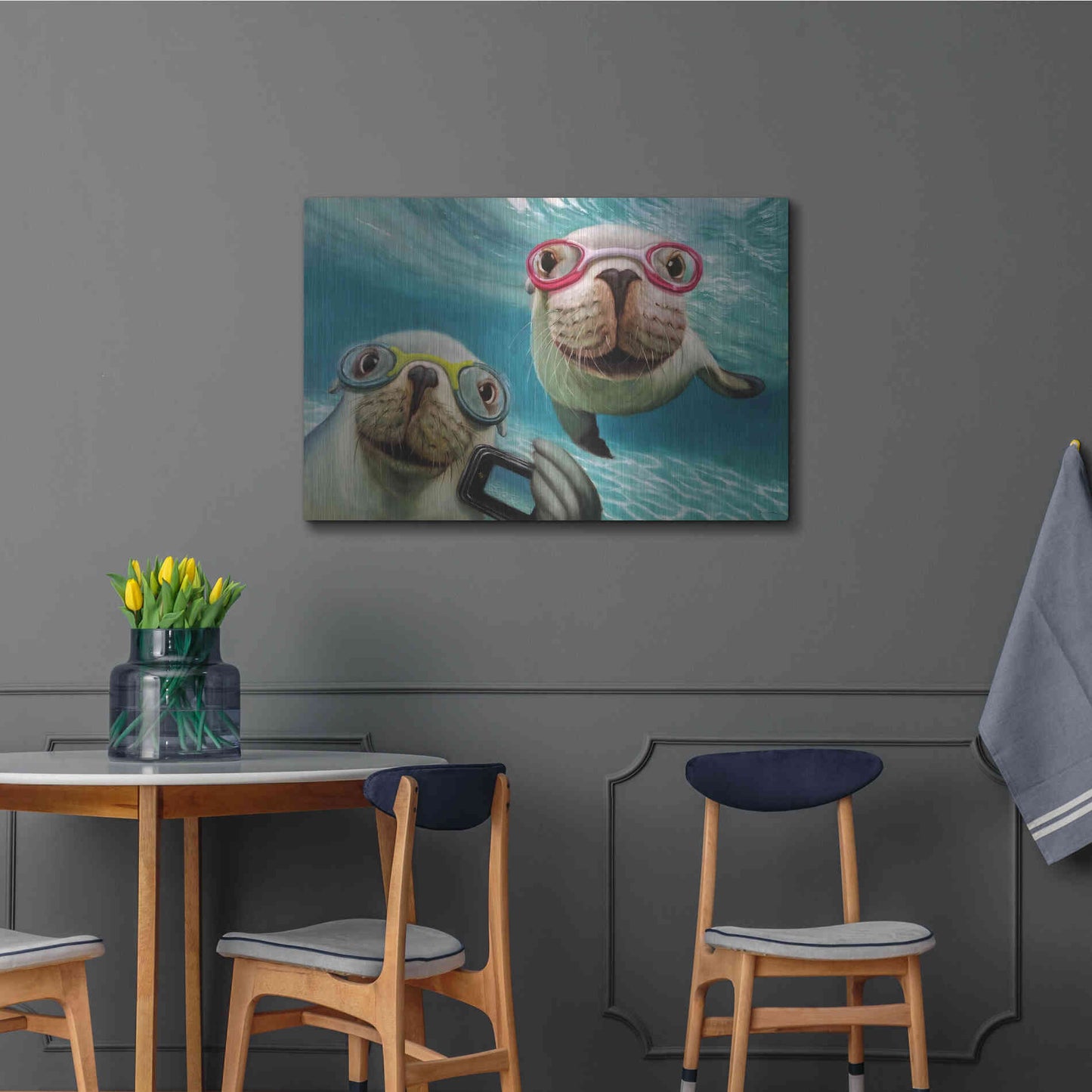 Luxe Metal Art 'Underwater Selfie' by Lucia Heffernan, Metal Wall Art,36x24