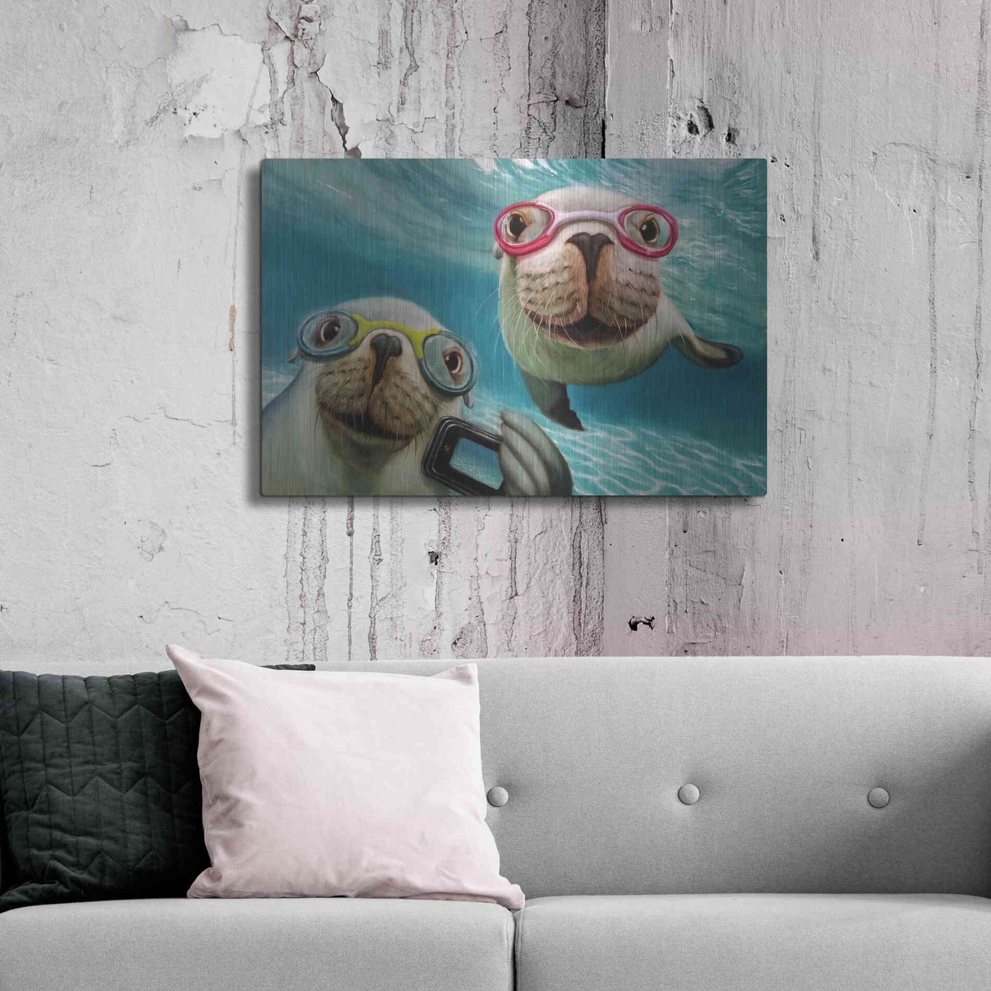 Luxe Metal Art 'Underwater Selfie' by Lucia Heffernan, Metal Wall Art,36x24