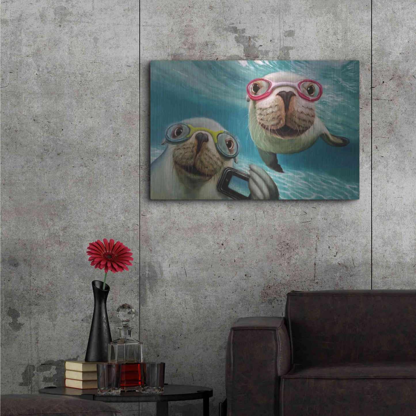 Luxe Metal Art 'Underwater Selfie' by Lucia Heffernan, Metal Wall Art,36x24