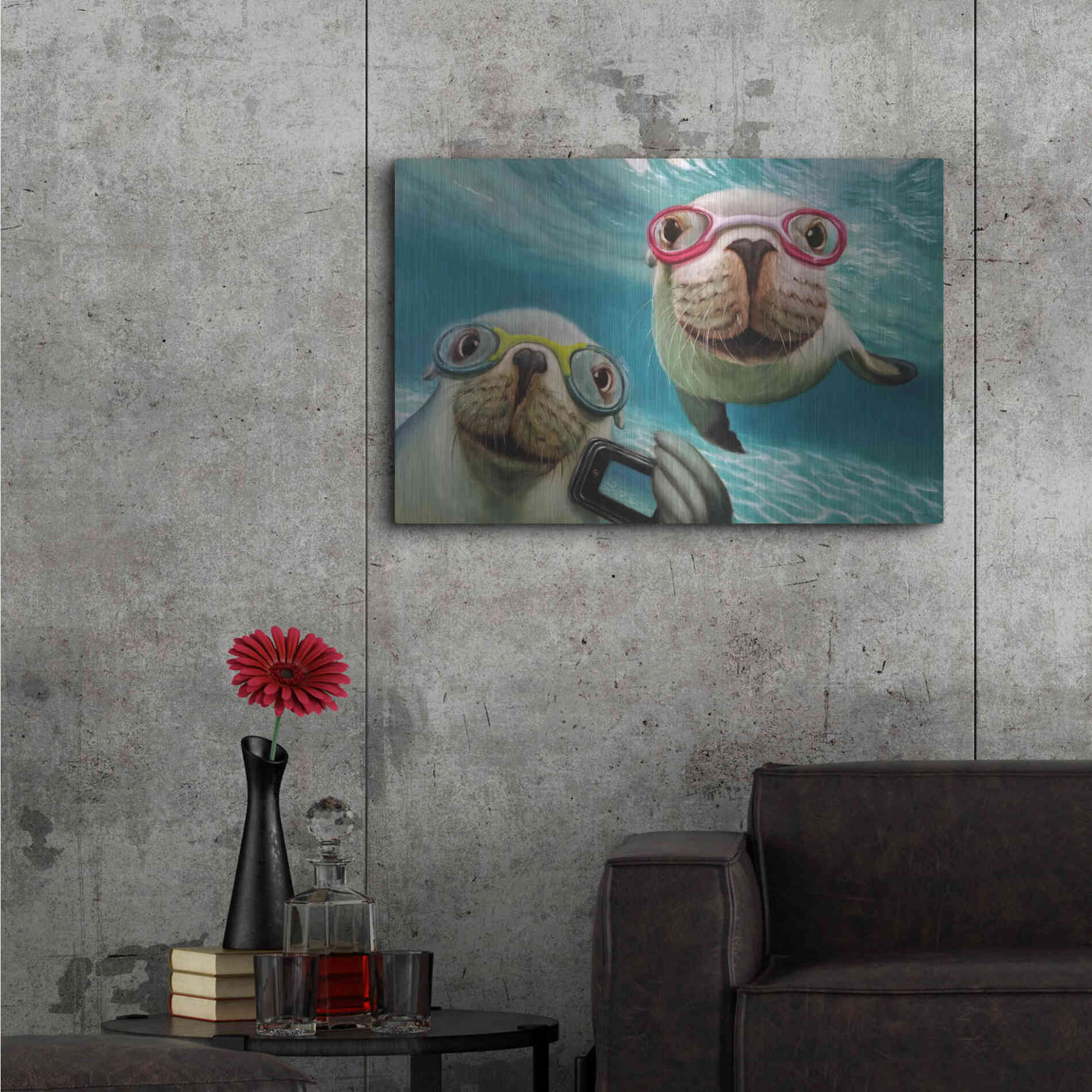 Luxe Metal Art 'Underwater Selfie' by Lucia Heffernan, Metal Wall Art,36x24