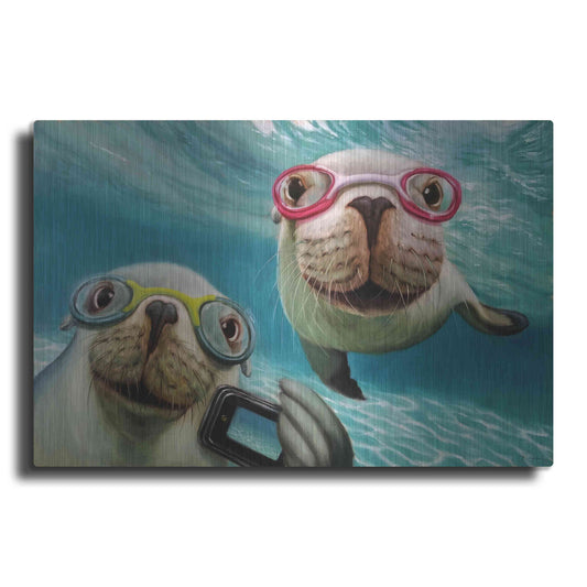 Luxe Metal Art 'Underwater Selfie' by Lucia Heffernan, Metal Wall Art