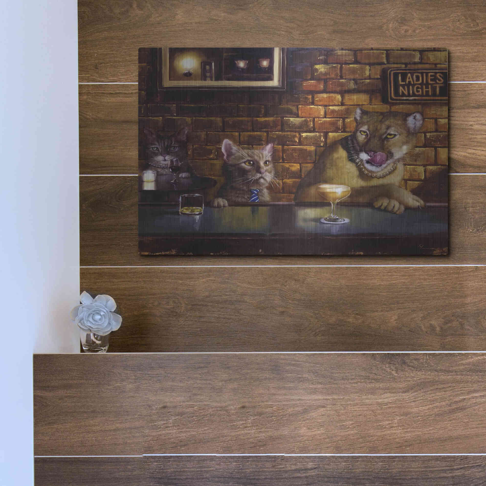 Luxe Metal Art 'On the Prowl' by Lucia Heffernan, Metal Wall Art,16x12