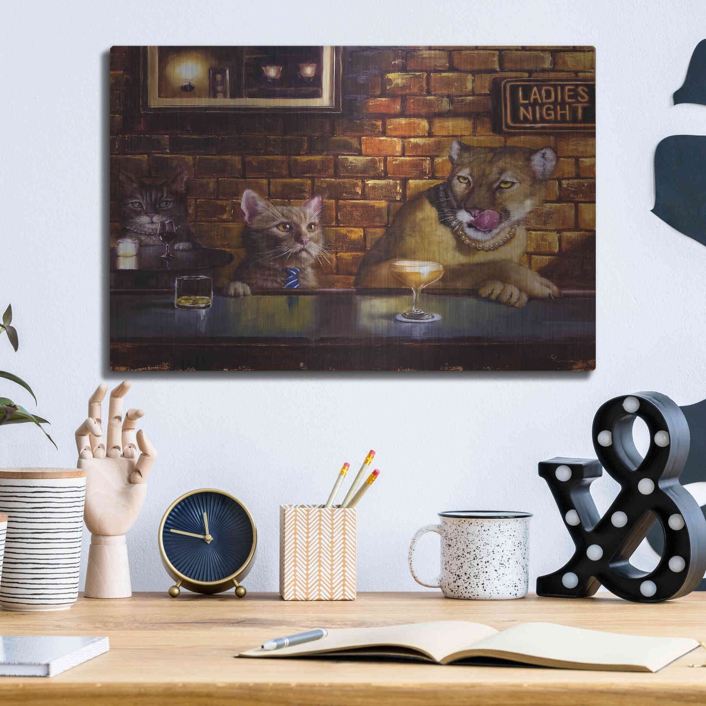 Luxe Metal Art 'On the Prowl' by Lucia Heffernan, Metal Wall Art,16x12