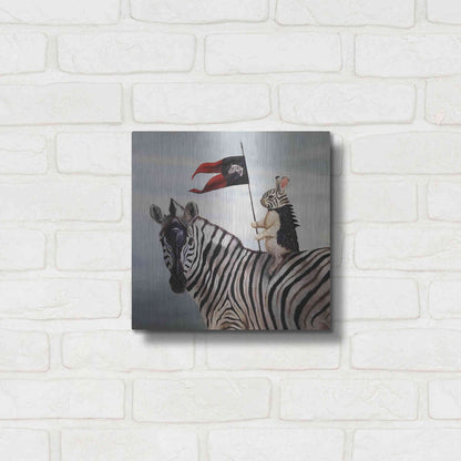 Luxe Metal Art 'Striped Warrior' by Lucia Heffernan, Metal Wall Art,12x12