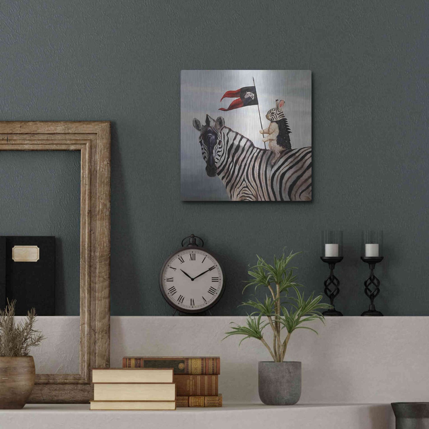 Luxe Metal Art 'Striped Warrior' by Lucia Heffernan, Metal Wall Art,12x12