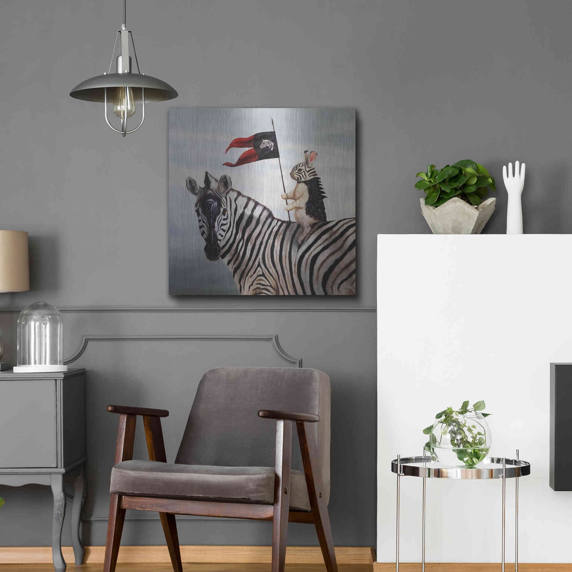 Luxe Metal Art 'Striped Warrior' by Lucia Heffernan, Metal Wall Art,24x24