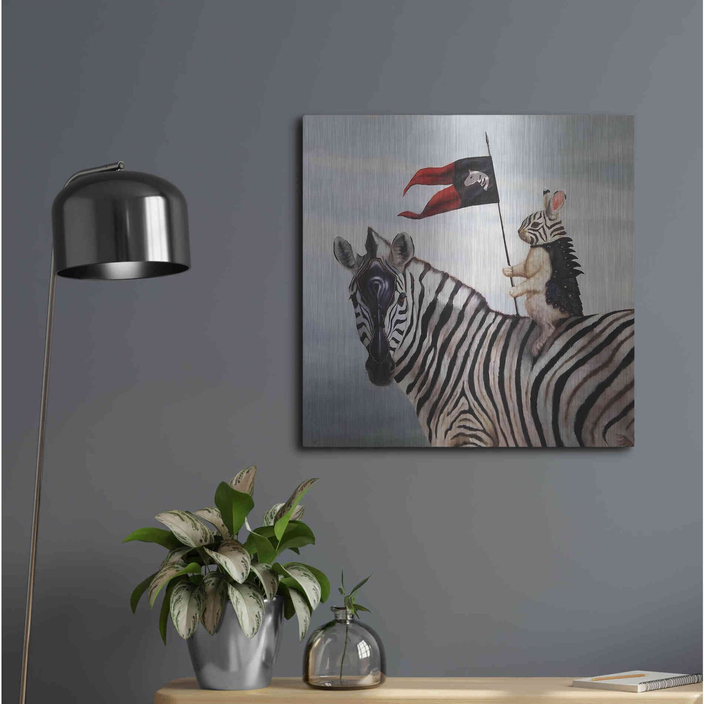 Luxe Metal Art 'Striped Warrior' by Lucia Heffernan, Metal Wall Art,24x24