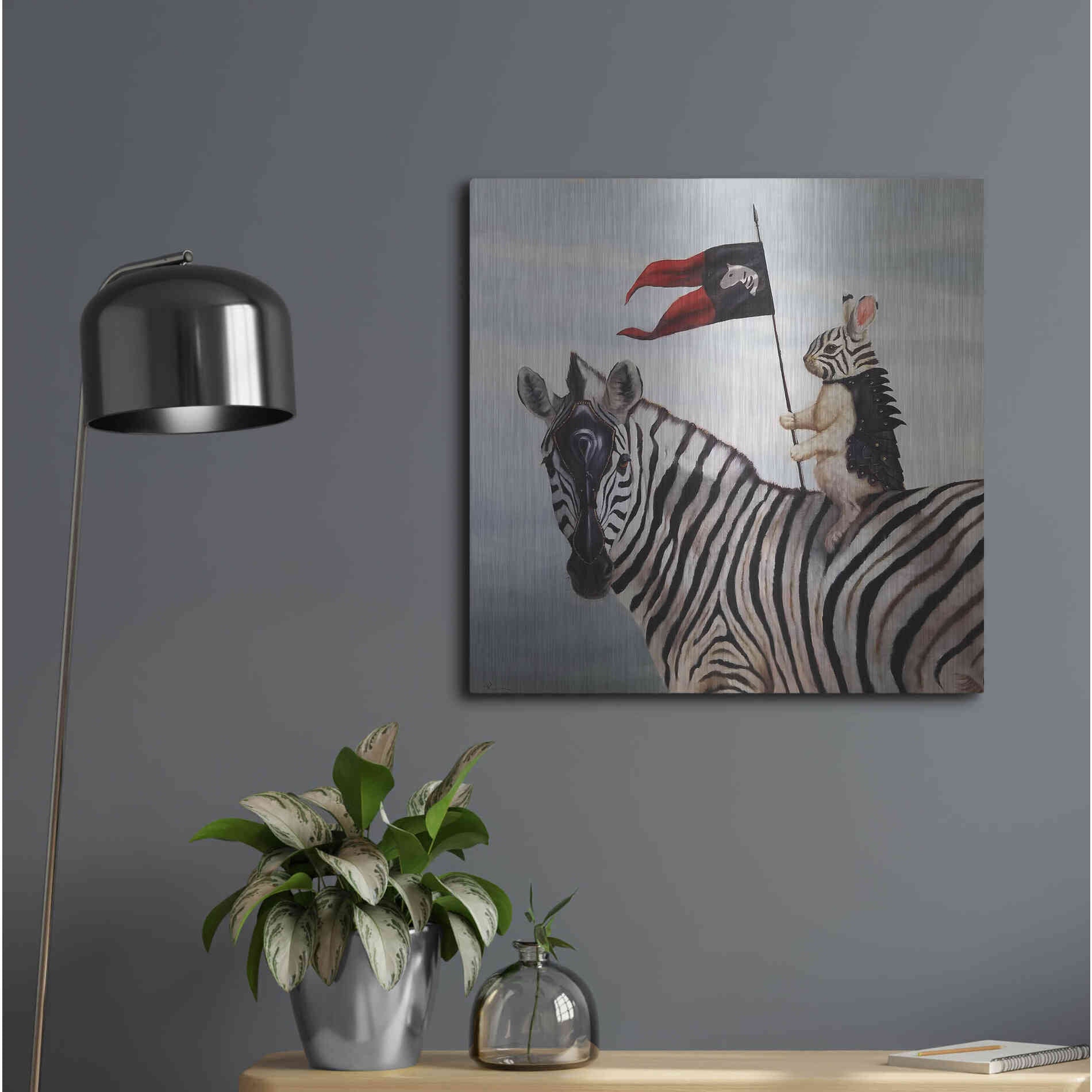 Luxe Metal Art 'Striped Warrior' by Lucia Heffernan, Metal Wall Art,24x24