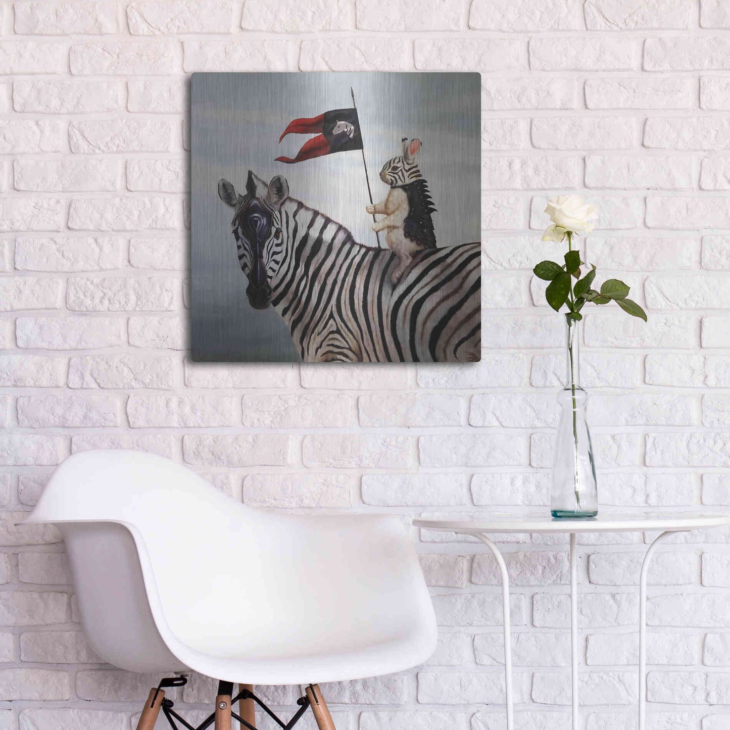 Luxe Metal Art 'Striped Warrior' by Lucia Heffernan, Metal Wall Art,24x24